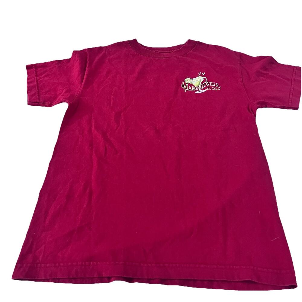 Jimmy Buffet Margaritaville Las Vegas TShirt Women S Red Two Sided Short Sleeve